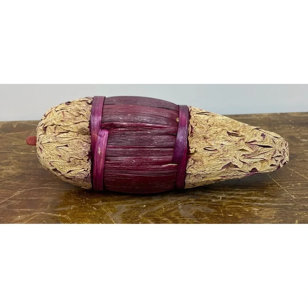 Hand Carved Wood Duck Figurine Rustic Corn Husk Farmhouse‎ Decor Folk Art 11